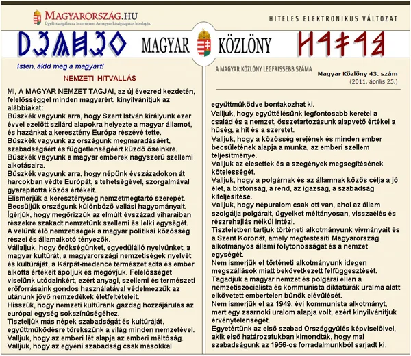 NEMZETI  HITVALLÁS